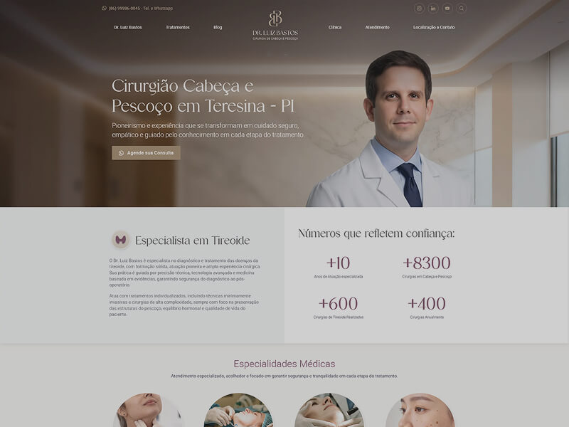 Site para Médico Cabeça e pescoço